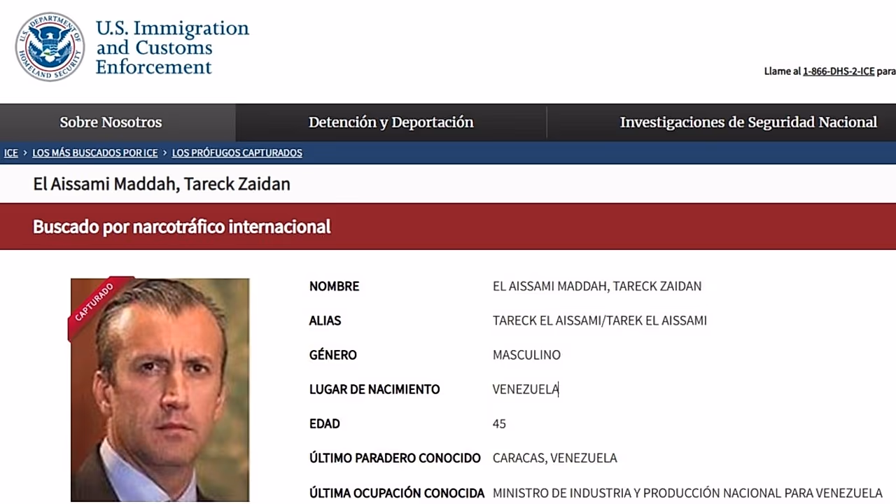 EEUU confirma captura de Tareck El Aissami, ex alto funcionario chavista
